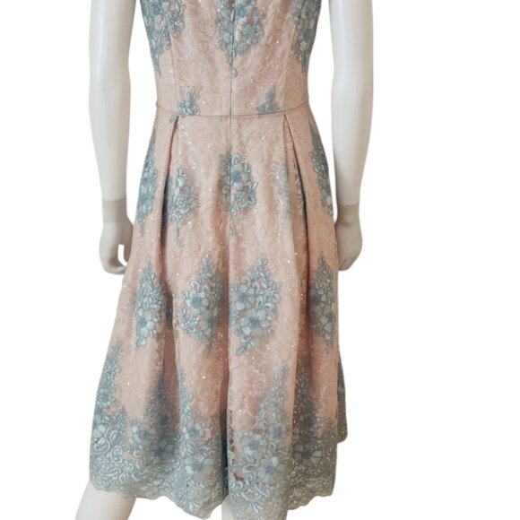 Adrianna Papell Women's Pink Embroidered Midi Fit & Flare Dress - Picture 12 of 12